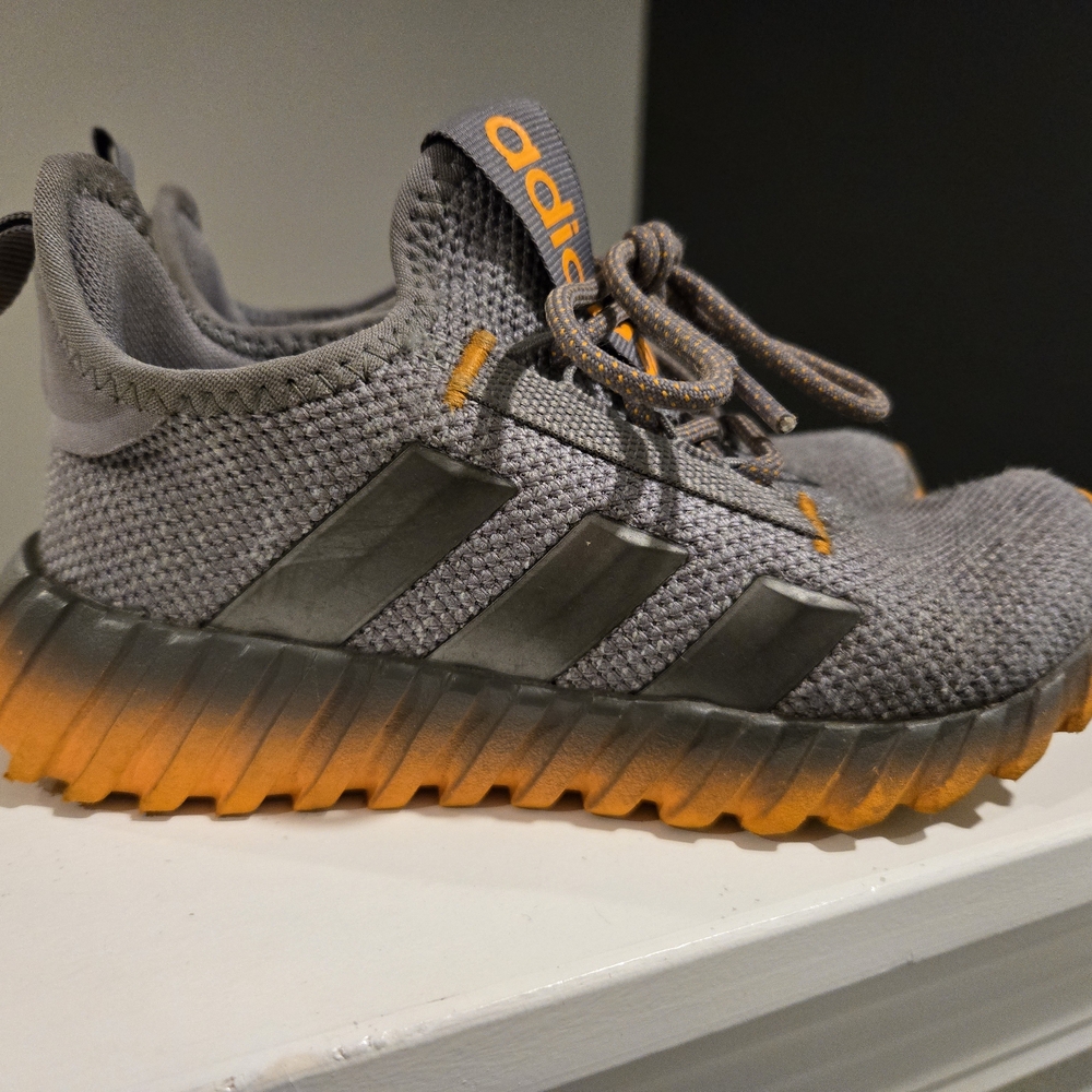Adidas Kids Gray and Orange Sneakers little Kids Size 13